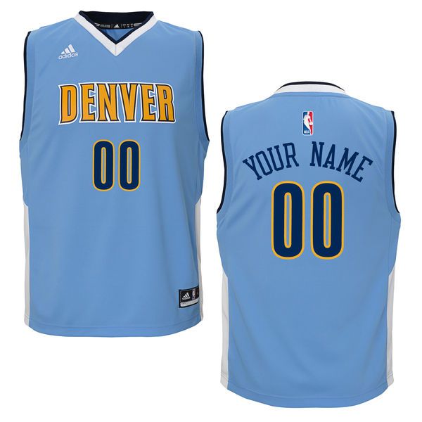 Youth Denver Nuggets Adidas Light Blue Custom Replica Road NBA Jersey